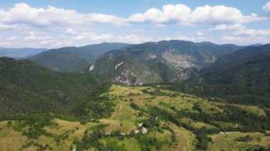 Aerial summer view of Rhodope Mountains near Borino, Smolyan Region, Bulgaria