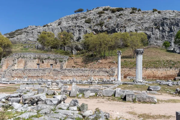 Ruínas Antigas Área Arqueológica Filipos Macedônia Oriental Trácia Grécia — Fotografia de Stock