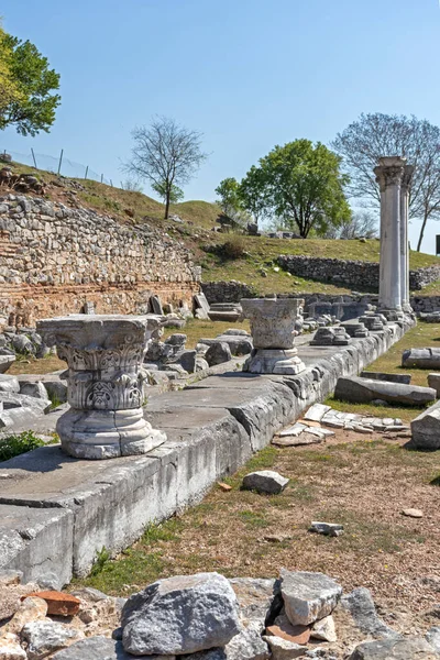 Starożytne Ruiny Obszarze Archeologicznym Filippi Macedonii Wschodniej Tracja Grecja — Zdjęcie stockowe
