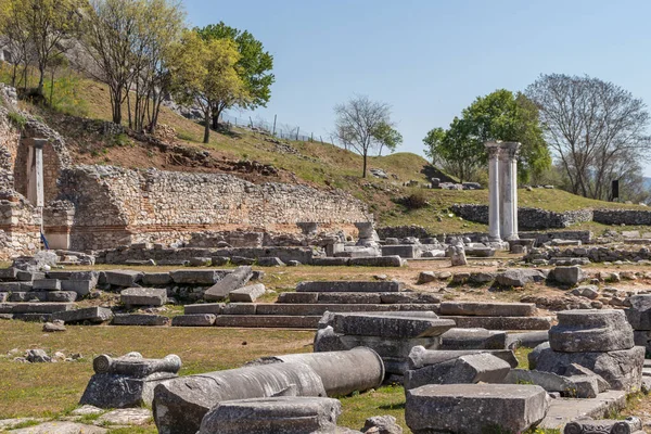 Αρχαία Ερείπια Στην Αρχαιολογική Περιοχή Των Φιλίππων Ελλάδα — Φωτογραφία Αρχείου