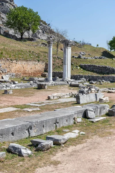 Αρχαία Ερείπια Στην Αρχαιολογική Περιοχή Των Φιλίππων Της Ανατολικής Μακεδονίας — Φωτογραφία Αρχείου
