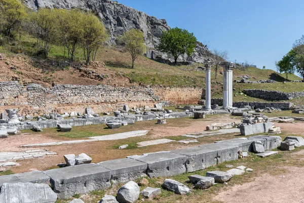 Ruínas Antigas Área Arqueológica Filipos Macedônia Oriental Trácia Grécia — Fotografia de Stock