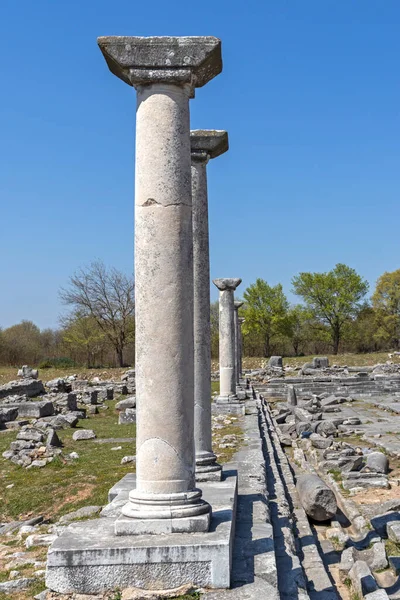 Starożytne Ruiny Obszarze Archeologicznym Filippi Macedonii Wschodniej Tracja Grecja — Zdjęcie stockowe