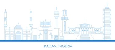 Ibadan şehrinin Skyline panoraması, Nijerya-vektör çizimi