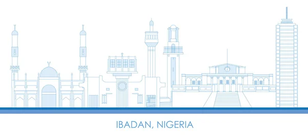Obrys Panorama Města Ibadan Nigérie Vektorová Ilustrace — Stockový vektor