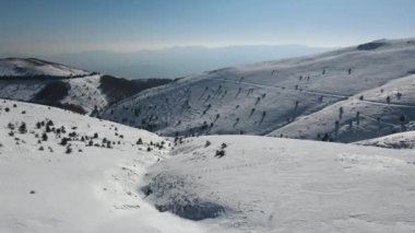 Amazing Aerial winter view of Balkan Mountains around Beklemeto pass, Bulgaria