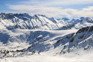 Bulgaristan 'ın Todorka tepesinden Pirin Dağı' nın muhteşem kış manzarası