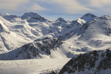 Bulgaristan 'ın Todorka tepesinden Pirin Dağı' nın muhteşem kış manzarası