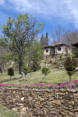 Bulgaristan 'ın Blagoevgrad Bölgesi, Ograzhden Dağı' ndaki Dolene Köyü Panoraması