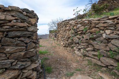 Bulgaristan 'ın Blagoevgrad Bölgesi, Ograzhden Dağı' ndaki Dolene Köyü Panoraması