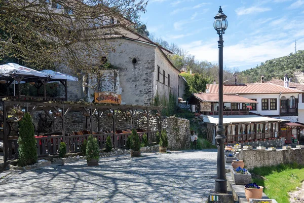 Melnik Bułgaria Kwiecień 2023 Typowa Ulica Stare Domy Miejscowości Melnik — Zdjęcie stockowe