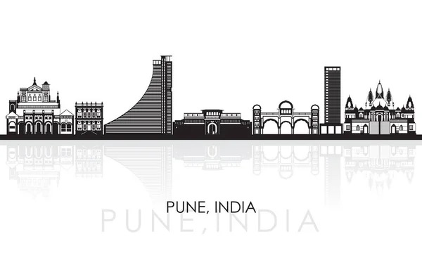 stock vector Silhouette Skyline panorama of city of Pune, India - vector illustration