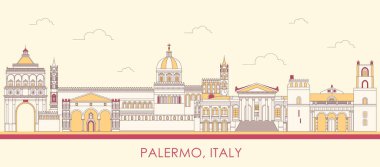 Palermo, Sicilya, İtalya 'nın Skyline çizgi filmi - vektör illüstrasyonu