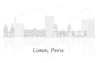 Lima, Peru şehrinin Skyline görünümü - vektör illüstrasyonu