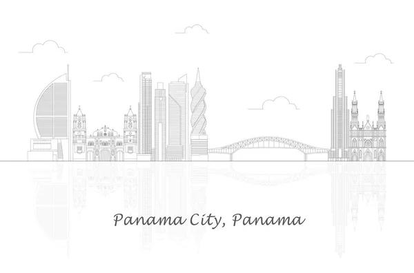 巴拿马城天际线全景 矢量图解 — 图库矢量图片