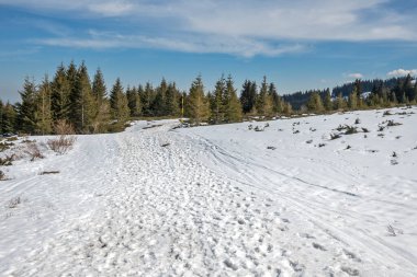 Vitosha Dağı 'nın kış manzarası, Sofya Şehir Bölgesi, Bulgaristan