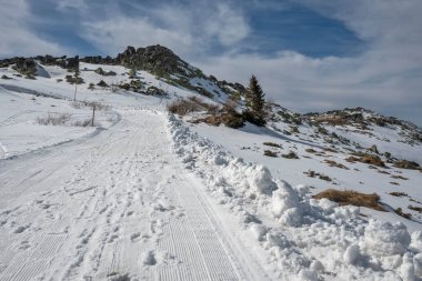 Vitosha Dağı 'nın kış manzarası, Sofya Şehir Bölgesi, Bulgaristan