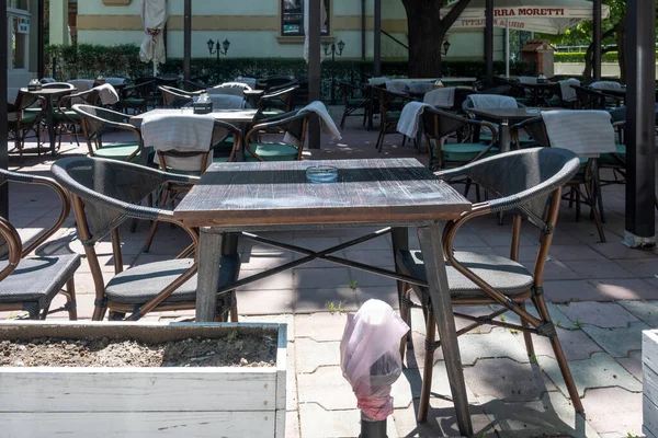 stock image PLOVDIV, BULGARIA - APRIL 28, 2023: Panorama of central pedestrian streets of city of Plovdiv, Bulgaria