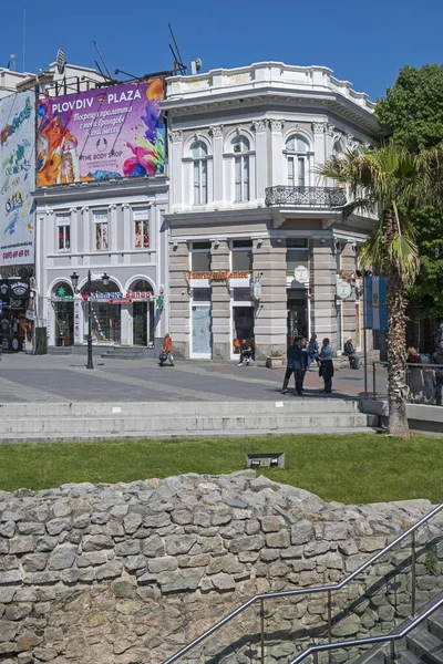 Plovdiv Bulgaria April 2023 불가리아 플로브디브 보행자 도로의 파노라마 — 스톡 사진