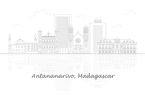 Aperçu Panorama Skyline Ville Antananarivo Madagascar Illustration Vectorielle — Image vectorielle