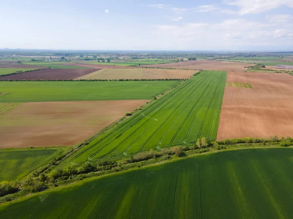 Bulgaristan 'ın Filibe Bölgesi' nin Asenovgrad kenti yakınlarındaki Yukarı Trakya Ovası 'nın hava manzarası