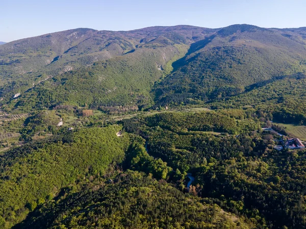 stock image Aerial spring view of Rhodopes Mountain near town of Kuklen, Plovdiv Region, Bulgaria