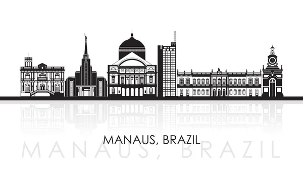 Panorama Silhouette Skyline Ville Manaus Brésil Illustration Vectorielle — Image vectorielle