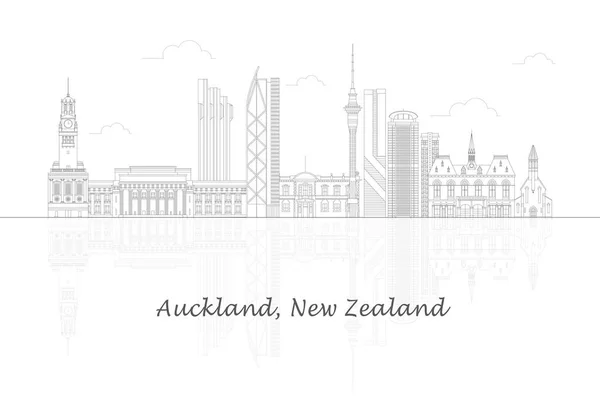 Overzicht Skyline Panorama Van Auckland Nieuw Zeeland Vector Illustratie — Stockvector