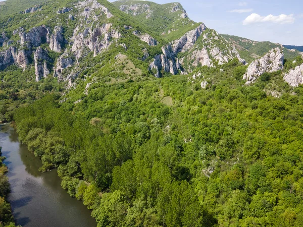 stock image Aerial view of Iskar River Gorge near town of Lyutibrod, Vratsa region, Balkan Mountains, Bulgaria