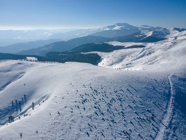 Amazing Aerial Winter View Balkan Mountains Beklemeto Pass Bulgaria — Stockfoto