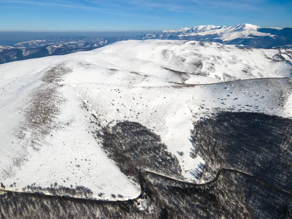 Amazing Aerial Winter View Balkan Mountains Beklemeto Pass Bulgaria —  Fotos de Stock