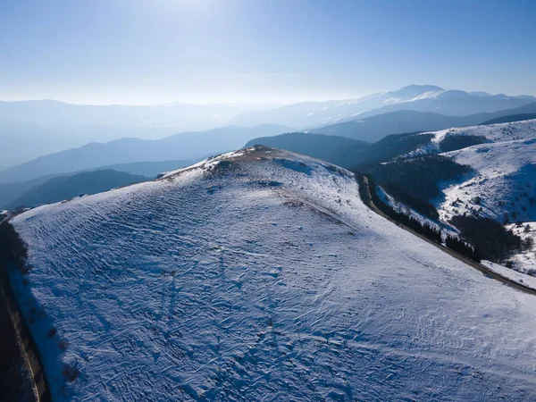 Amazing Aerial Winter View Balkan Mountains Beklemeto Pass Bulgaria — Stock Photo, Image