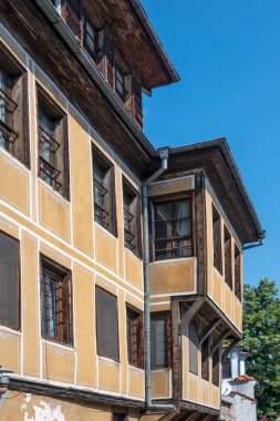 Typical street and houses at The old town of city of Plovdiv, Bulgaria