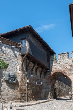 Typical street and houses at The old town of city of Plovdiv, Bulgaria