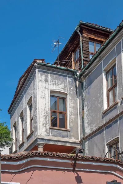 Typical Street Houses Old Town City Plovdiv Bulgaria — Zdjęcie stockowe