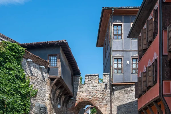 Typical Street Houses Old Town City Plovdiv Bulgaria — Foto de Stock