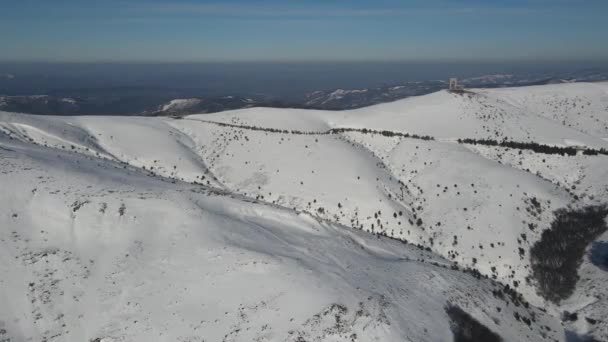 Amazing Aerial Winter View Balkan Mountains Beklemeto Pass Bulgaria — 图库视频影像
