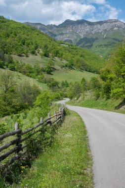 Ochindol, Vratsa bölgesi yakınlarındaki Iskar Nehri Boğazı 'nın bahar manzarası, Balkan Dağları, Bulgaristan