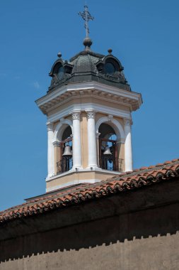 Typical street and houses at The old town of city of Plovdiv, Bulgaria