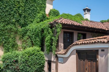 Typical street and houses at The old town of city of Plovdiv, Bulgaria