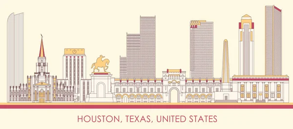 Cartoon Skyline Panorama Ciudad Houston Texas Estados Unidos Ilustración Vectorial — Archivo Imágenes Vectoriales