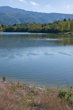 Bulgaristan 'ın Filibe Bölgesi' nin Asenovgrad kenti yakınlarındaki Kırk Springs Reservoir 'un bahar manzarası