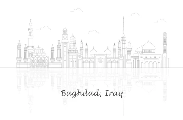 Overzicht Skyline Panorama Van Stad Bagdad Irak Vector Illustratie — Stockvector