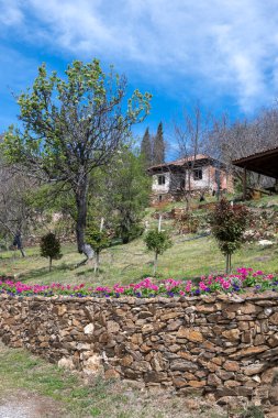 Bulgaristan 'ın Blagoevgrad Bölgesi, Ograzhden Dağı' ndaki Dolene Köyü Panoraması