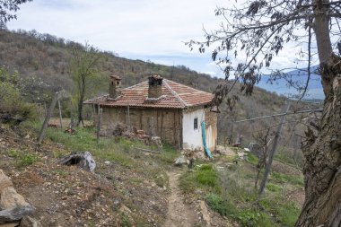 Bulgaristan 'ın Blagoevgrad Bölgesi, Ograzhden Dağı' ndaki Dolene Köyü Panoraması