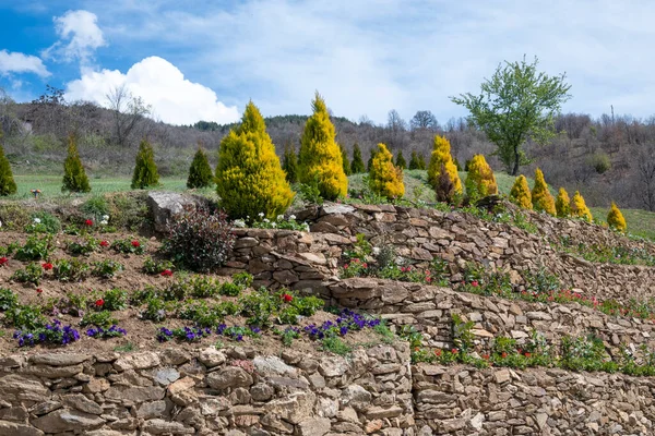 Stock image Panorama of Village of Dolene at Ograzhden Mountain, Blagoevgrad Region, Bulgaria