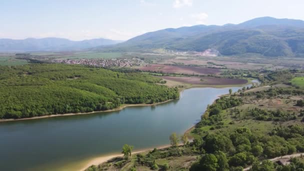 Aerial Spring View Forty Springs Reservoir Town Asenovgrad Plovdiv Region — Stock Video