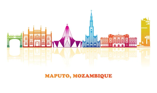 Panorama Todo Color Ciudad Maputo Mozambique Ilustración Vectorial — Vector de stock