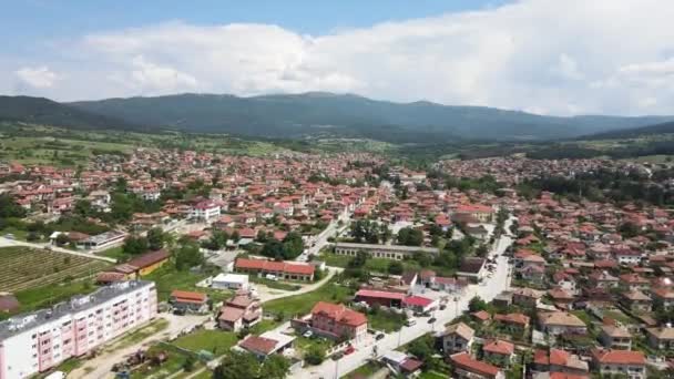 Flygfoto Spring Syn Historiska Staden Strelcha Pazardzhik Region Bulgarien — Stockvideo