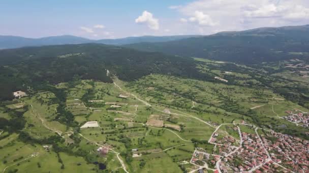 Aerial Spring View Historical Town Strelcha Pazardzhik Region Bulgaria — Stock Video